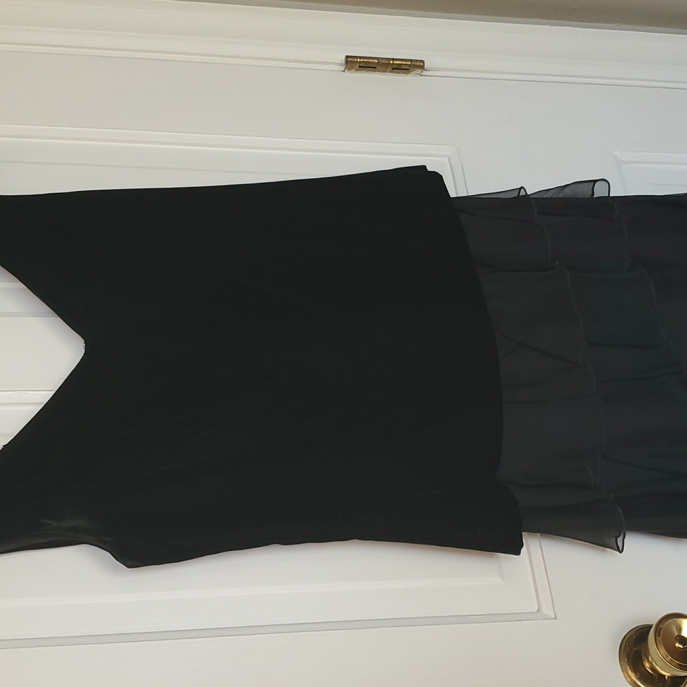 1920s Black Velvet & Ruffle Flapper Dress